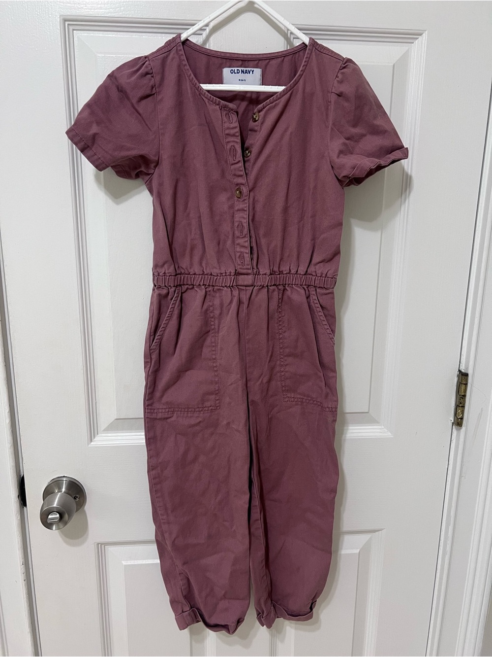 Old Navy Dusty Rose Short-Sleeve Button Jumpsuit